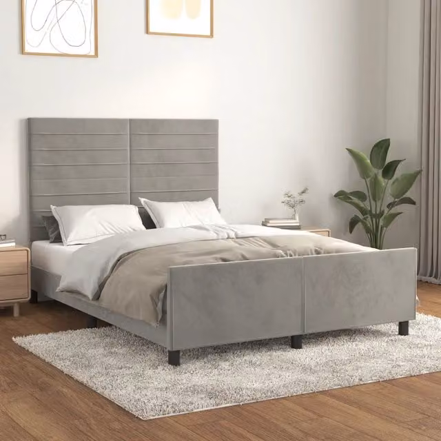 Giroletto VIDAXL in Velluto Grigio Chiaro senza Materasso L/P/H: 140 x 200 x 128 cm