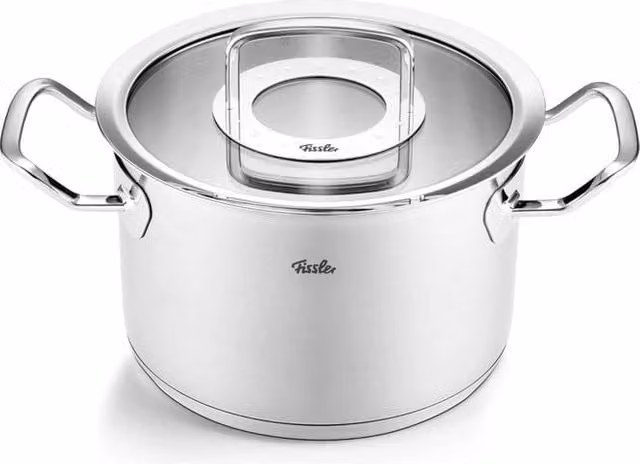 Pentola Fissler Profi Collection in Acciaio Inox Color Argento con Coperchio in Vetro, Diametro: 20 cm, Capacità: 4.0 l