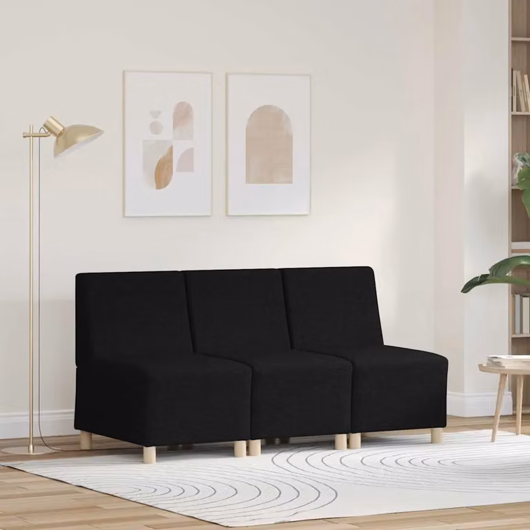 Set di divano modulare vidaXL in tessuto nero, 3 pezzi