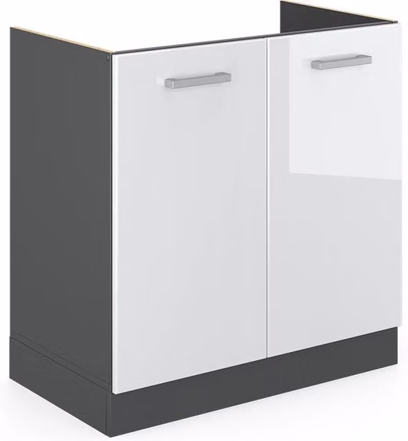 Mobile lavello cucina Vicco R-Line bianco lucido e antracite senza piano di lavoro L: 80 cm