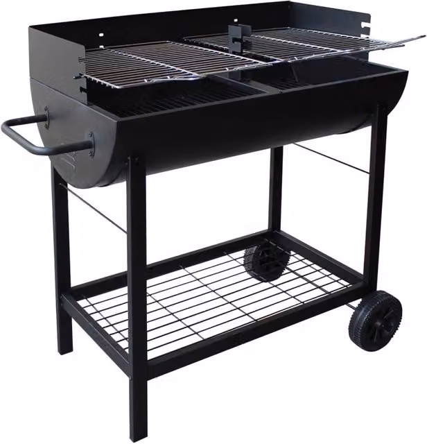 Barbecue a carbonella RAFE in acciaio nero con ruote L: 103,5 cm, P: 48 cm, H: 95 cm