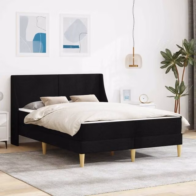 Letto moderno vidaXL con struttura imbottita e materasso in schiuma, Nero, L/P/H: 120 x 200 x 96 cm