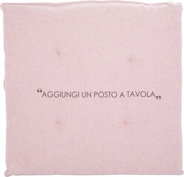 Cuscino per sedia quadrato KASANOVA in cotone rosa con scritta Quotes L/P: 40 x 40 cm