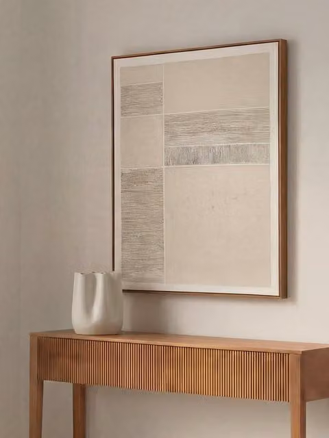 Quadro astratto minimalista Blanch Kenay Home, colore beige, L: 80 cm x H: 100 cm