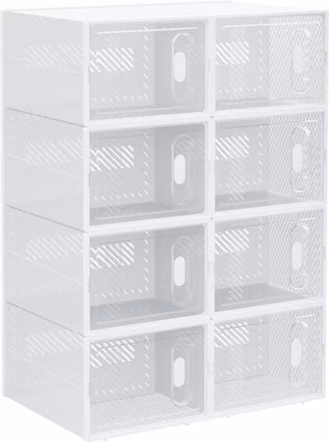 Scarpiera Modulare HOMCOM con 8 Cubi Contenitori e Ante Magnetiche, Bianco e Trasparente, L/P/H: 35 x 25 x 19 cm