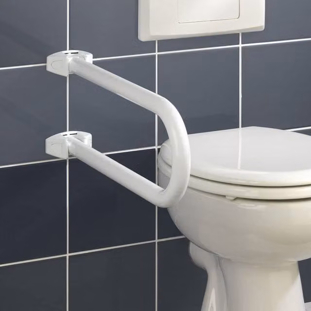 Maniglia pieghevole per bagno Wenko in alluminio bianco opaco con portata 120 kg