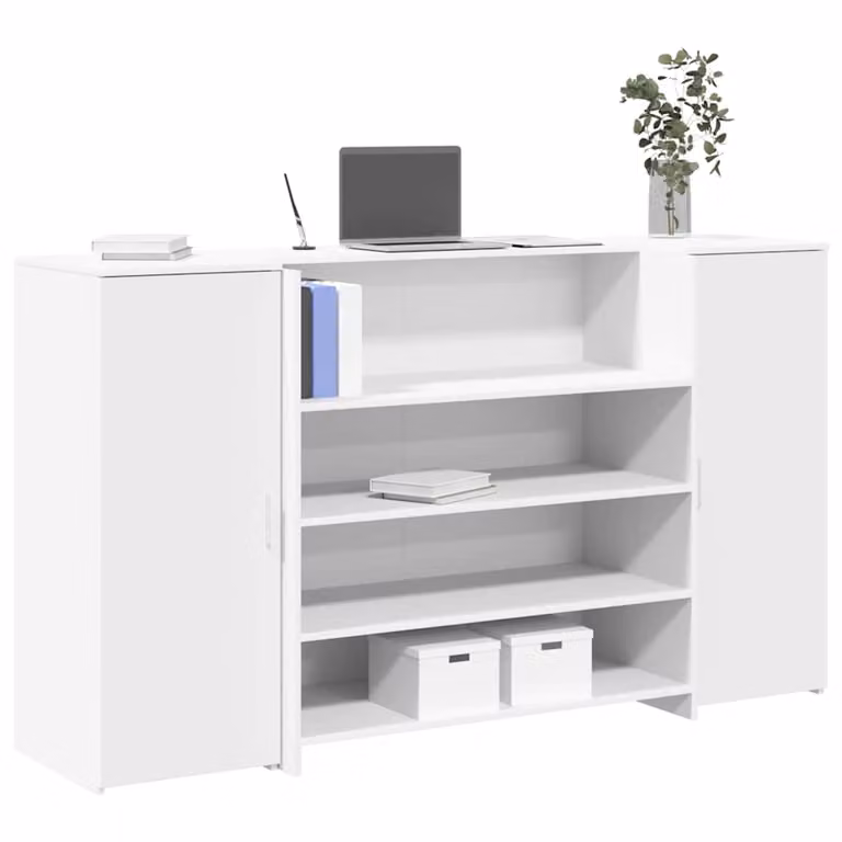 Scrivania da reception moderna vidaXL bianca in legno e MDF L: 180 cm, P: 50 cm, H: 103,5 cm
