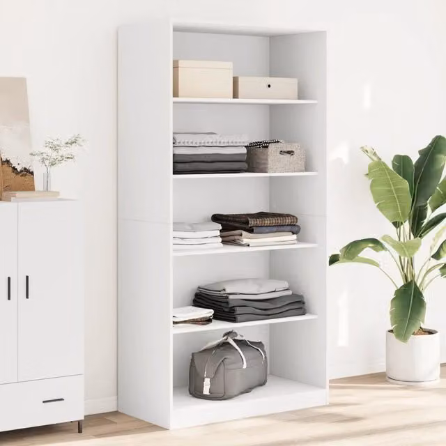 Armadio bianco vidaXL in legno MDF con ripiani interni L 100 x P 50 x H 200 cm