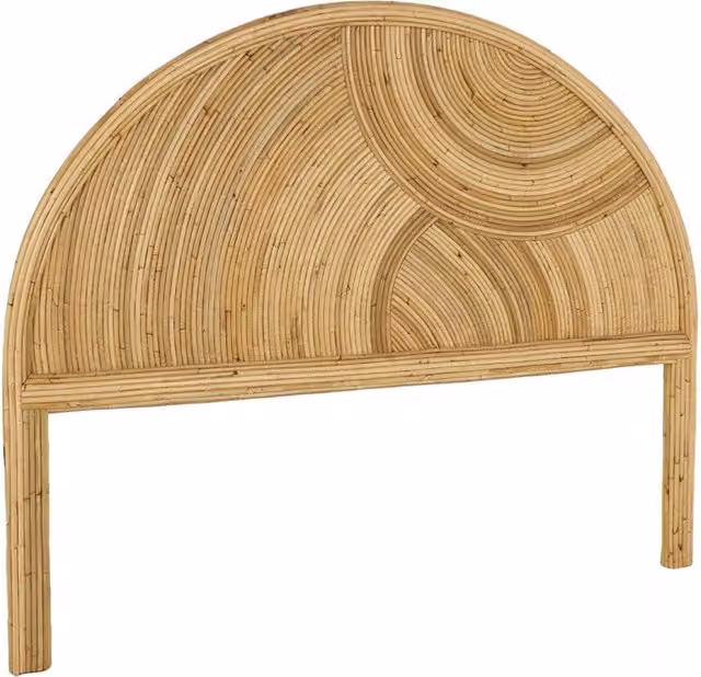 Testiera boho in rattan naturale e legno massello Sweeek, colore marrone naturale, L: 160 cm, H: 130 cm, P: 11 cm