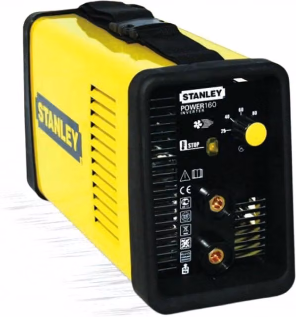 Saldatrice a Elettrodi MMA Inverter Stanley Power 160 Gialla con Valigia per Metallo