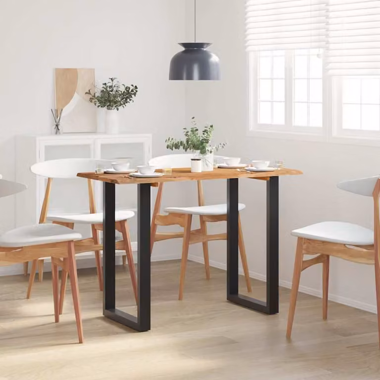 vidaXL Tavolo da Pranzo Rettangolare in Legno di Acacia e Metallo Stile Industrial, Colore Marrone e Nero, L 110 x P 50 x H 76 cm