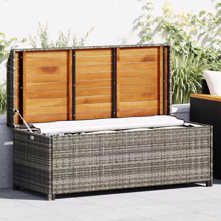 vidaXL Panca da Giardino in Legno di Acacia Oliato con Vano Portaoggetti Grigio