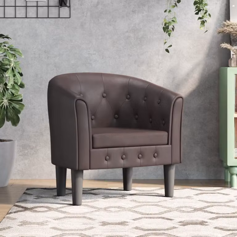 Poltrona Cabriolet vidaXL in similpelle marrone con braccioli e struttura moderna per soggiorno o ufficio
