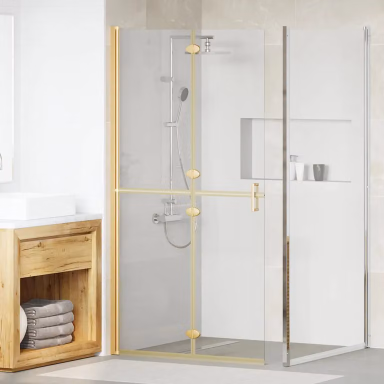 Parete doccia walk-in vidaXL in vetro rettangolare, Oro, L: 100 cm, P: 6,5 cm, H: 190 cm