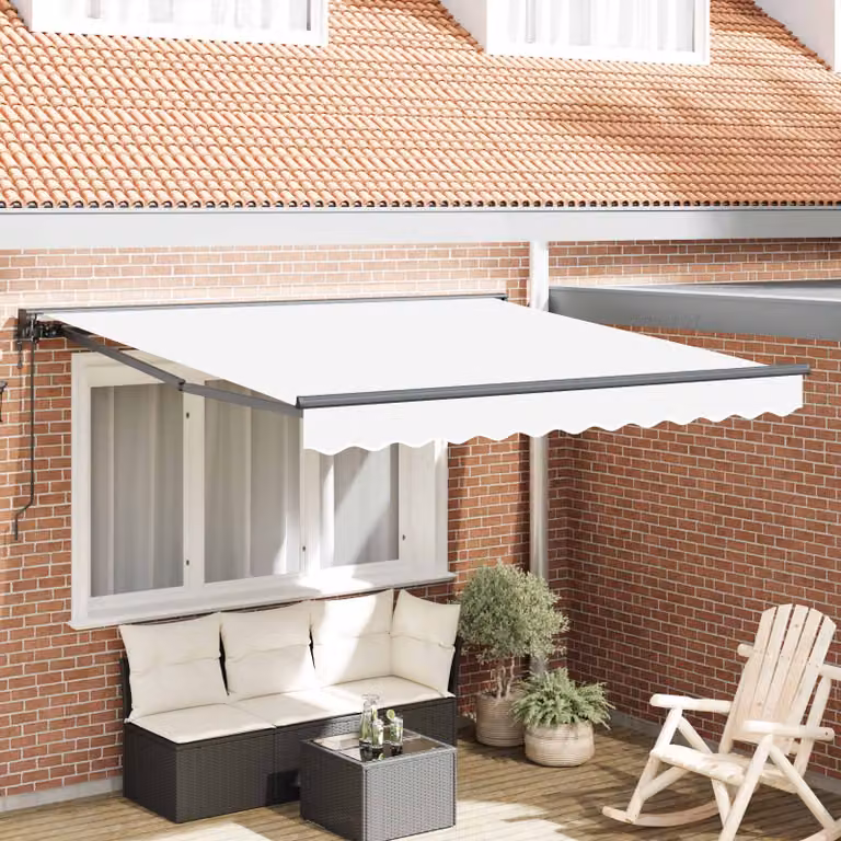 vidaXL Tendone a semi cassette bianco in acciaio e poliestere L: 350 cm