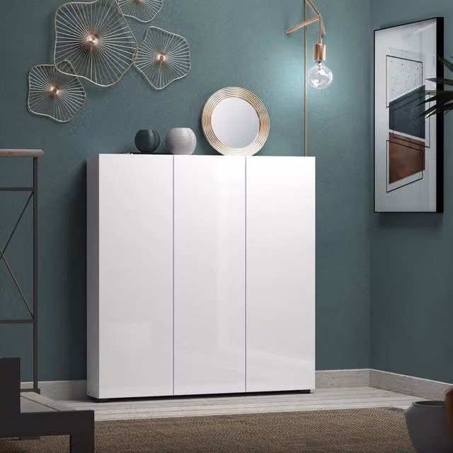 Armadio multifunzionale DMORA moderno con ante soft close, disponibile in bianco o antracite, L: 110 cm, H: 115 cm