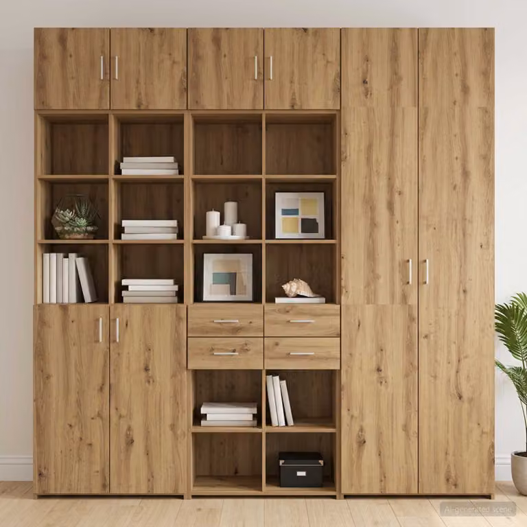 Armadio da parete moderno vidaXL in legno marrone con ripiani e ante, L: 70,0 cm, P: 42,5 cm, H: 225,0 cm