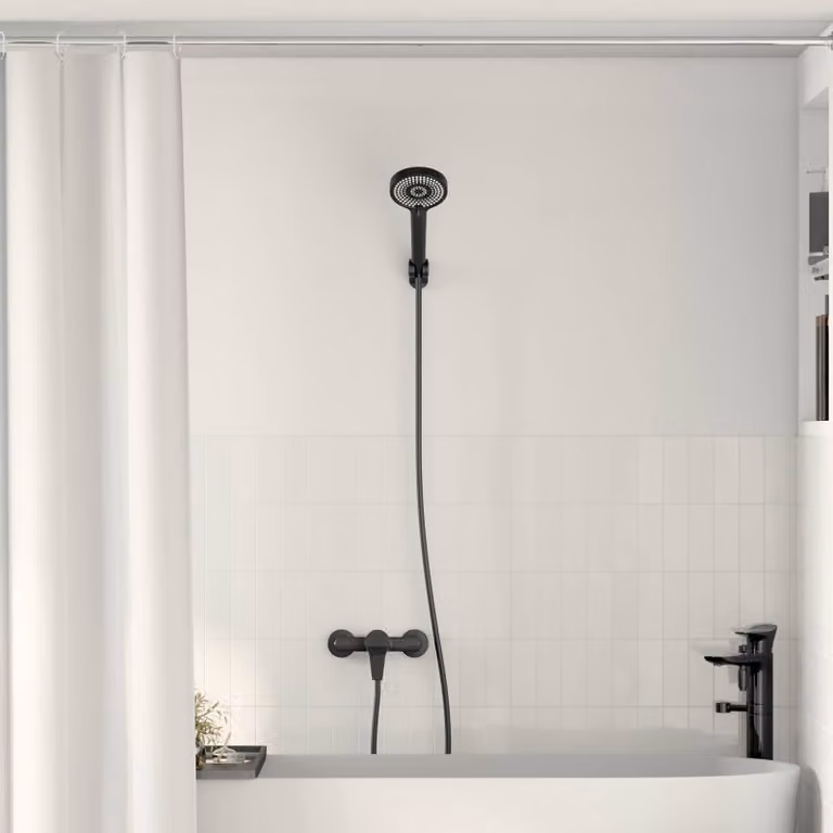 Set doccia vidaXL con soffione e doccetta a mano in ottone, Nero Opaco