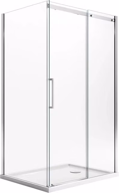 Box Doccia Angolare Idralite Prime Duo 1 con Anta Scorrevolente, Vetro Trasparente da 8 mm e Trattamento EasyClean, L 120 cm x P 75 cm x H 198 cm, Versione Destra
