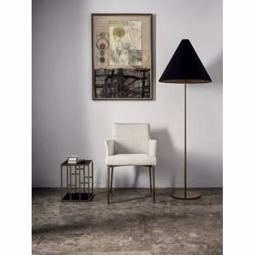 Sedia Mila con braccioli Bontempi Casa in tessuto bianco con struttura in metallo laccato