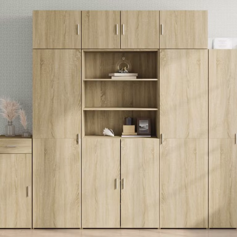 Armadietto a muro vidaXL in rovere sonoma marrone con ante a battente e ripiani interni L/P/H: 80 x 42,5 x 225 cm