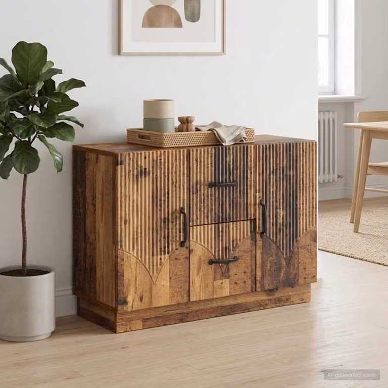 Credenza stile rustico vidaXL in legno e metallo color marrone L: 89 cm, P: 34,5 cm, H: 57 cm