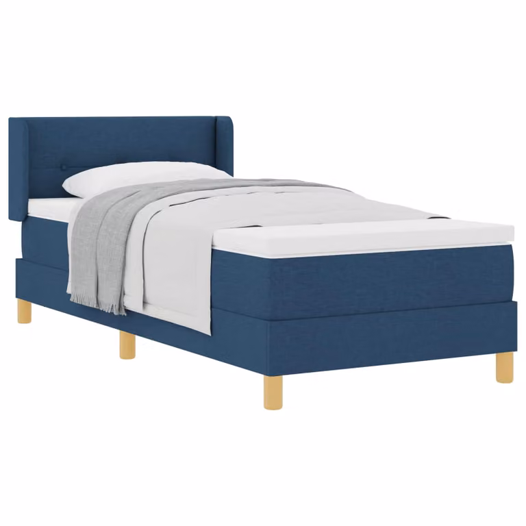 Letto a molle con testiera vidaXL in tessuto blu L 200 cm x P 100 cm