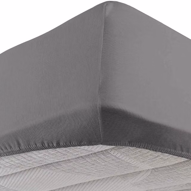 Lenzuolo con angoli elastici DaunenStep in jersey multicolore e grigio con certificazione Oeko-Tex Standard 100