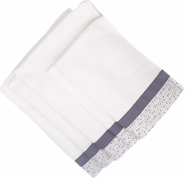 Set di 5 asciugamani Pallini Ipersan in cotone bianco con bordo decorativo
