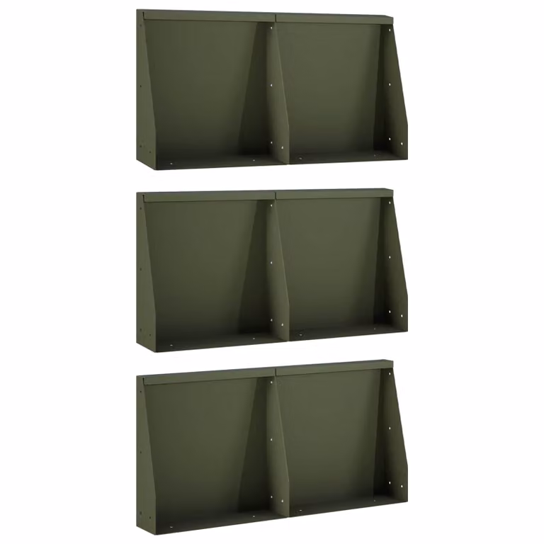 Set di 6 muretti per aiuole rialzate vidaXL in acciaio color verde oliva, L: 40 cm, P: 12 cm, H: 50 cm