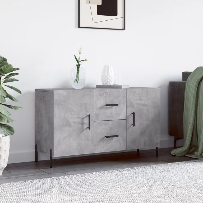 Credenza moderna vidaXL in legno e metallo, colore grigio, L 100 x P 36 x H 60 cm
