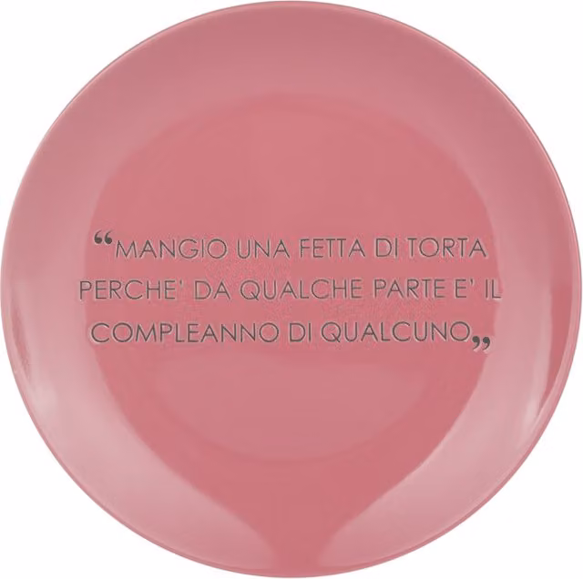 Piatto dessert in stoneware KASANOVA colore rosa con scritta, Diametro: 19,5 cm