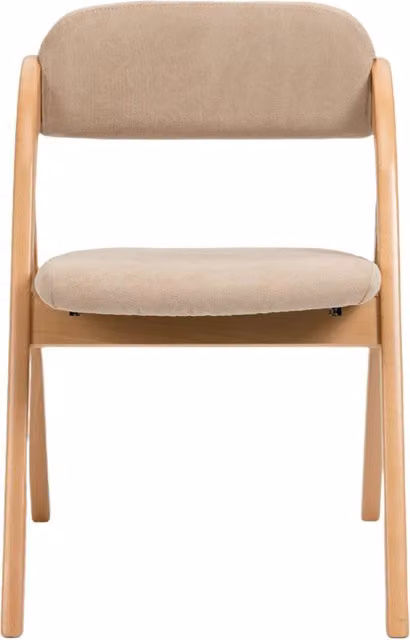 Set di 2 sedie da pranzo pieghevoli impilabili Chicfurn in legno di faggio con seduta imbottita e fodera rimovibile color sabbia/beige