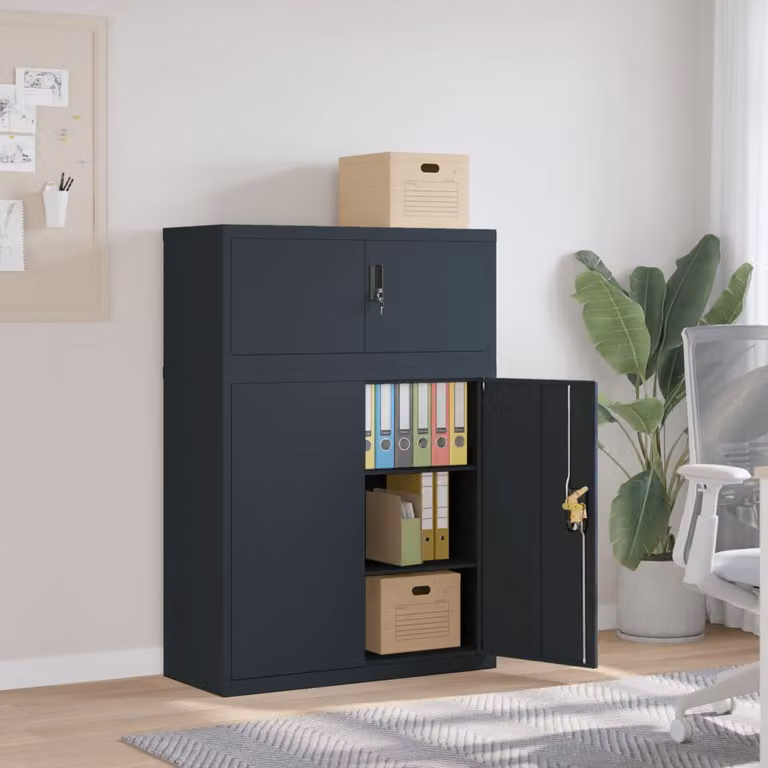 Armadio Classificatore vidaXL in Acciaio Antracite con Ripiani Regolabili e Serratura L/P/H: 90 x 40 x 130 cm