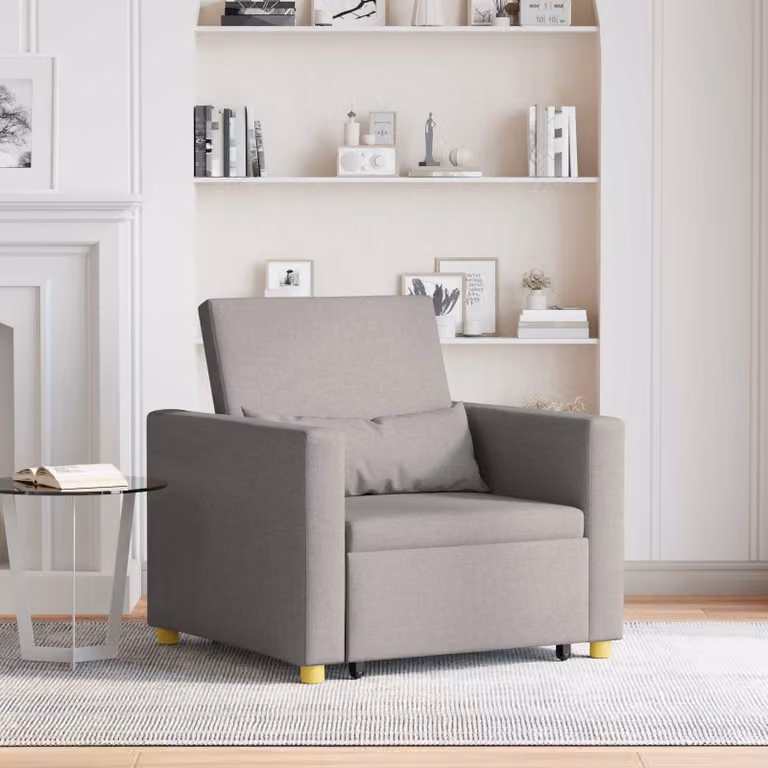 Divano letto singolo estraibile Talpa vidaXL in tessuto moderno con braccioli, disponibile in beige o grigio