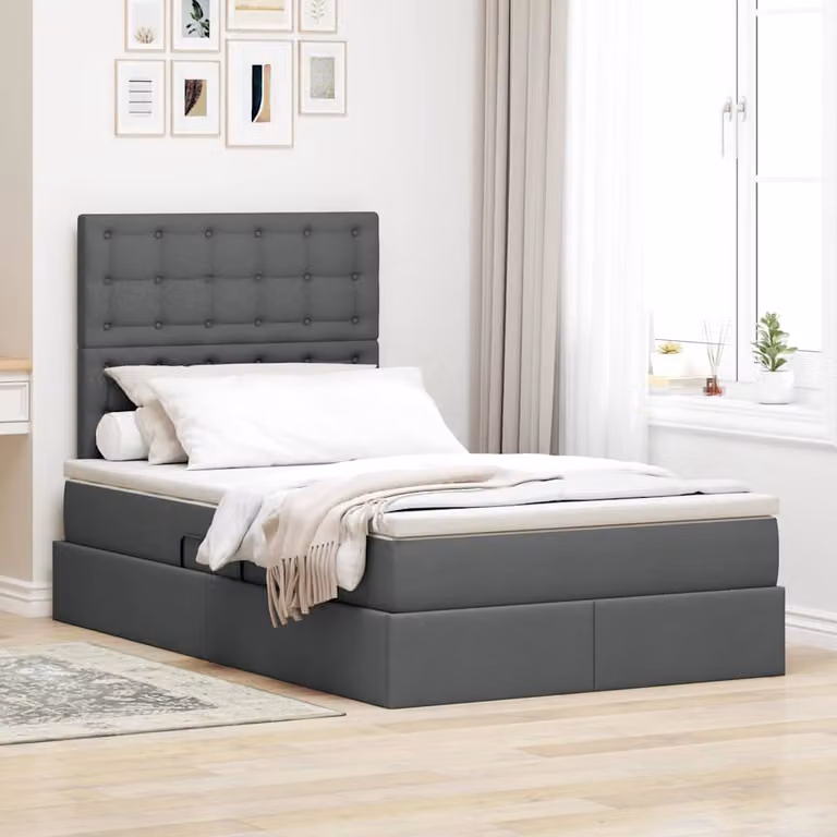 Letto con contenitore e materasso vidaXL Grigio scuro L: 120 cm, P: 200 cm, H: 204 cm
