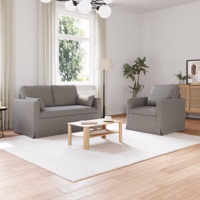 Set di 2 divani vidaXL Talpa a forma di L in tessuto beige e grigio L: 139 cm, P: 78 cm, H: 80 cm