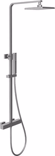 Colonna doccia rigida Parama con soffione e doccetta in acciaio inox, finitura cromata, H: 150 cm, L: 20 cm, P: 20 cm