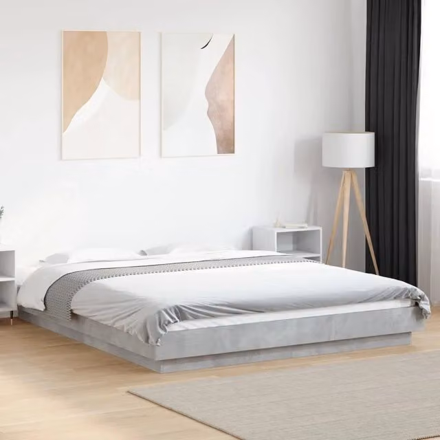 Letto Giroletto vidaXL in Legno Multistrato Grigio Cemento L: 150 cm, P: 200 cm