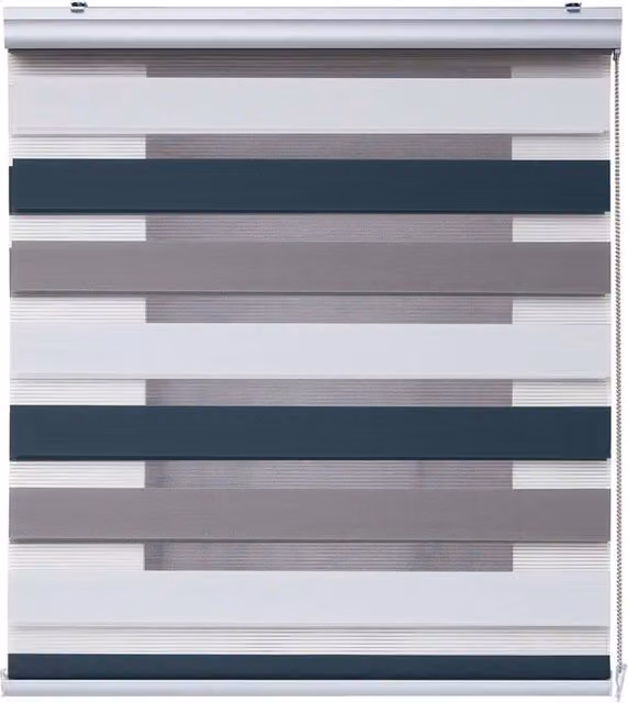 Tenda a Rullo Giorno e Notte Premium Storesdeco a Righe, Colori Bianco, Beige e Grigio, L: 200 cm x H: 250 cm