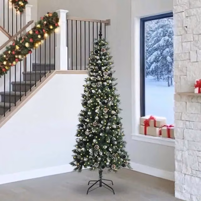 Albero di Natale artificiale verde vidaXL con luci LED bianco caldo, Altezza: 240 cm