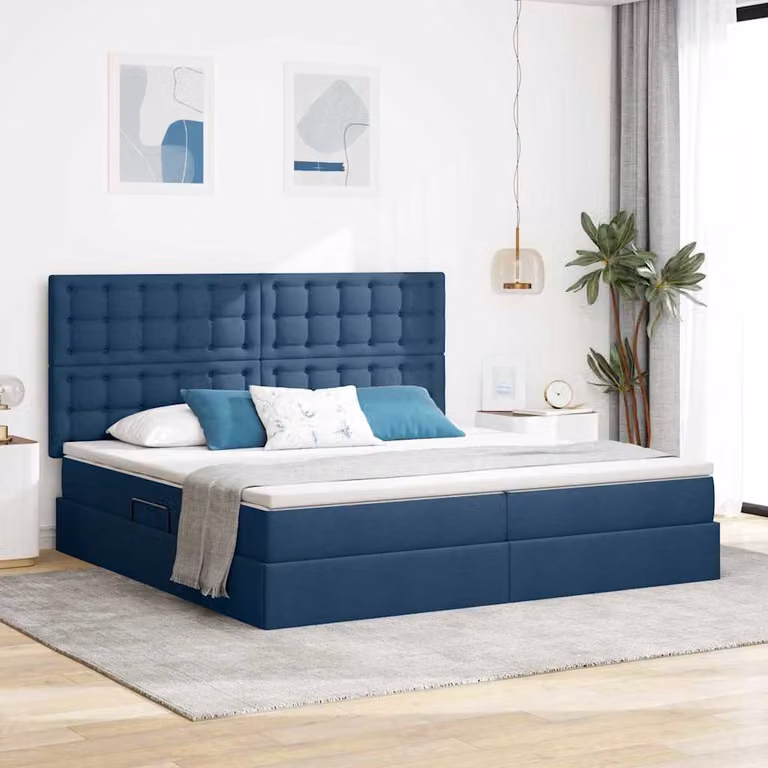 Letto con contenitore e materasso vidaXL Blu L/P/H: 200 x 200 x 280 cm