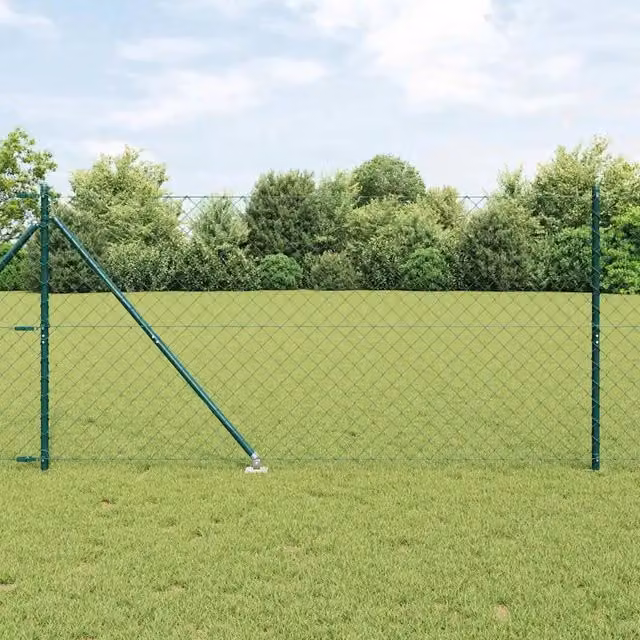 Recinzione a maglie vidaXL in acciaio e PVC verde con punte e manicotto per interramento L: 250 cm, H: 120 cm