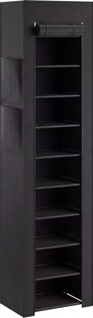 Scarpiera HOMCOM con 10 ripiani e copertura antipolvere, contenitore per 20 paia di scarpe, L/P/H: 45 x 30 x 175 cm, Nero
