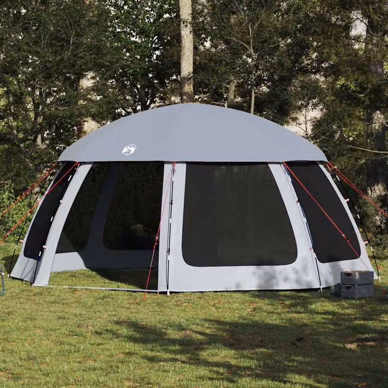 Tenda da piscina vidaXL con patta rimovibile e pareti in rete, grigio, L: 510 cm x P: 510 cm x H: 260 cm