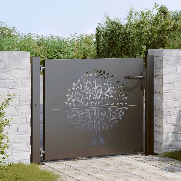 Cancello singolo da giardino vidaXL in acciaio nero L: 110 cm, H: 105 cm