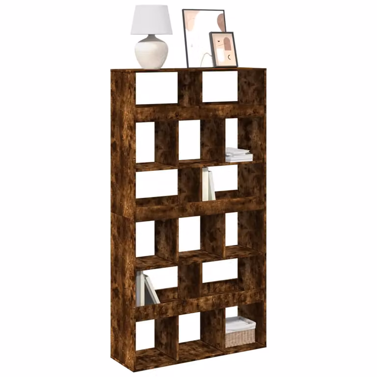Libreria vidaXL in MDF Rovere Fumo Marrone per Soggiorno L: 100 cm, P: 33 cm, H: 187,5 cm