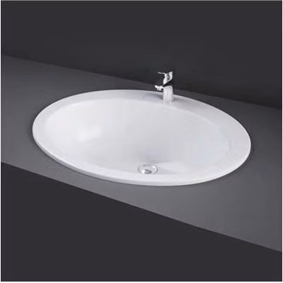Lavabo da incasso soprapiano Rak modello Cherry in ceramica bianca, forma ovale, L: 63,5 cm, P: 53,5 cm, H: 22,5 cm