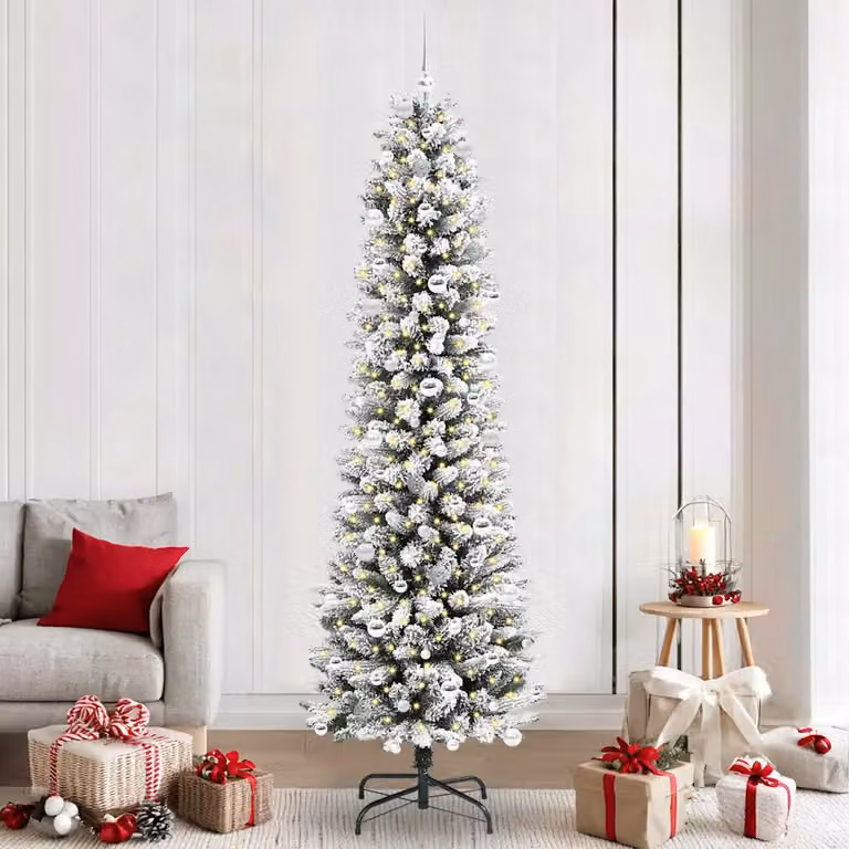 Albero di Natale artificiale vidaXL bianco e verde con luci LED bianco caldo, Altezza: 240 cm