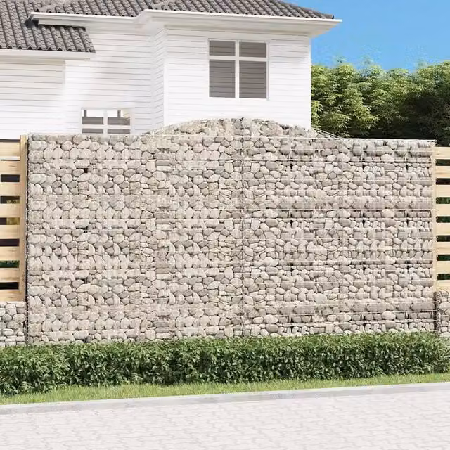 Set di 5 Cesti Gabbioni ad Arco vidaXL in Acciaio Zincato Argento L: 400 cm, P: 50 cm, H: 220/240 cm